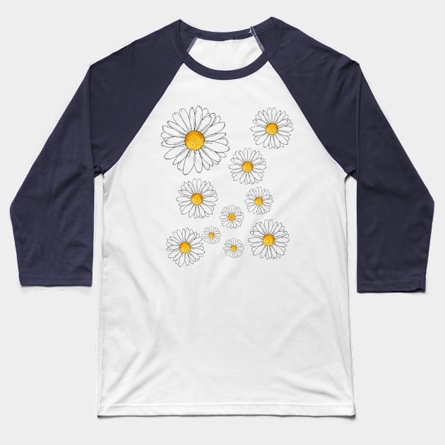 Daisies Baseball T-Shirt by Miruna Mares